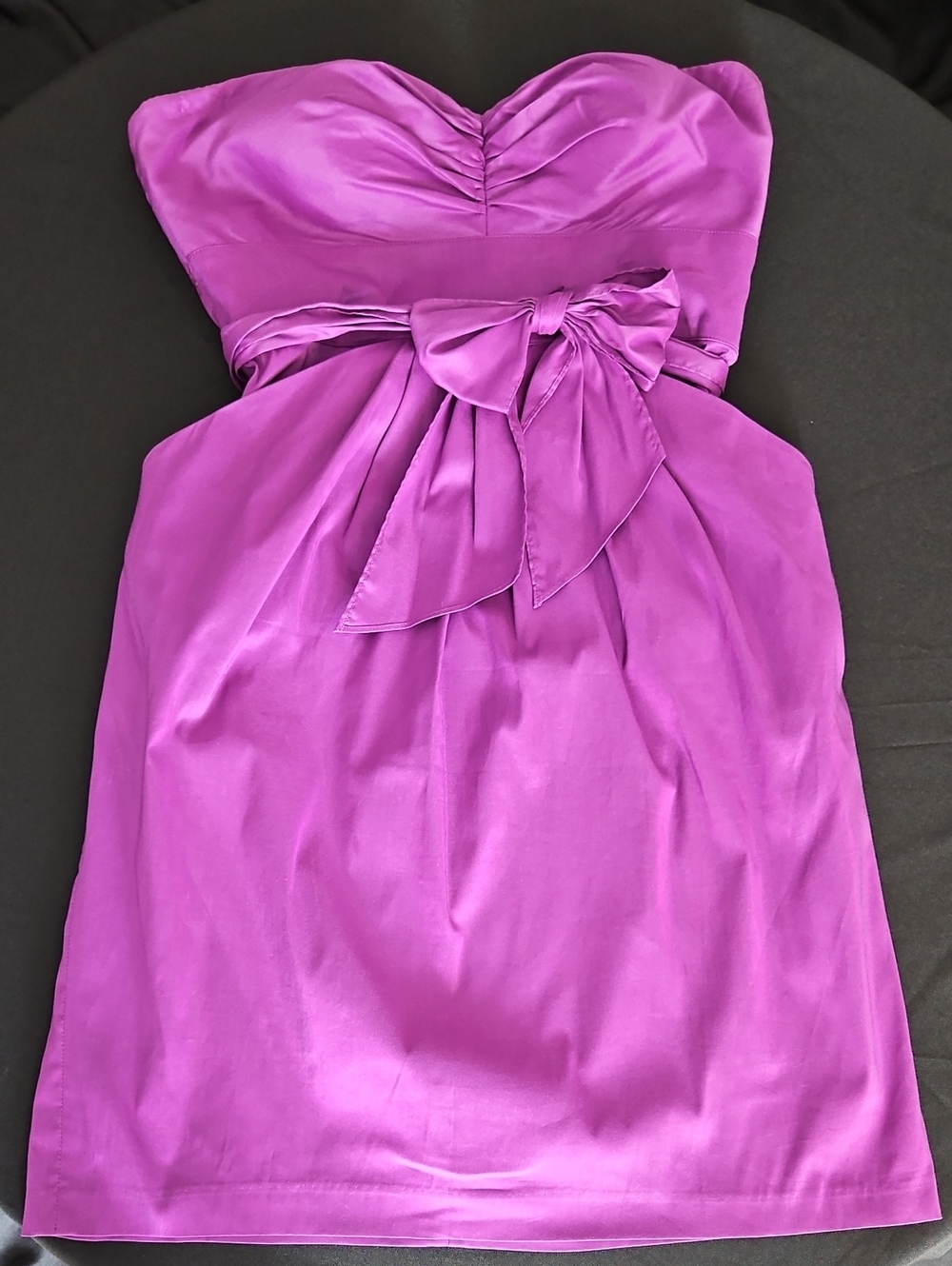 Suzi Chin for Maggy Boutique Strapless Satin Dress in Magenta Purple